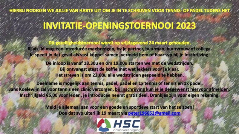 Invitatie-Openingstoernooi Tennis & Padel 2023