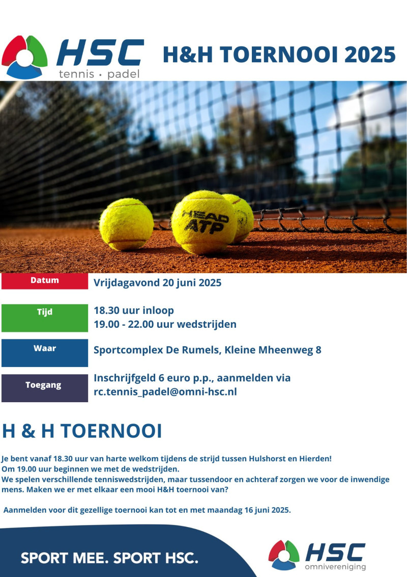 HSC OMNI - Uitnodiging deelname H en H toernooi 20 juni