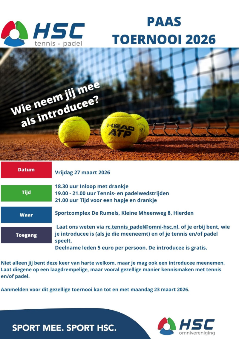 Uitnodiging HSC _ Invitatie-Paastoernooi 27 maart
