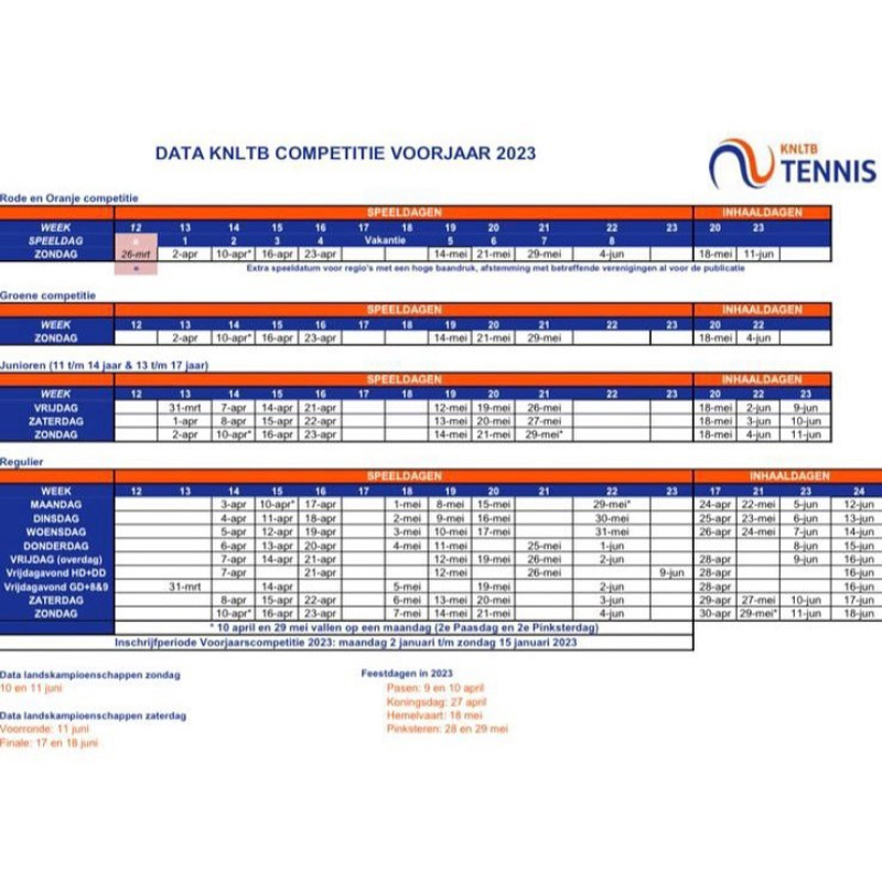 Inschrijven tennis- en padelcompetitie 2023 